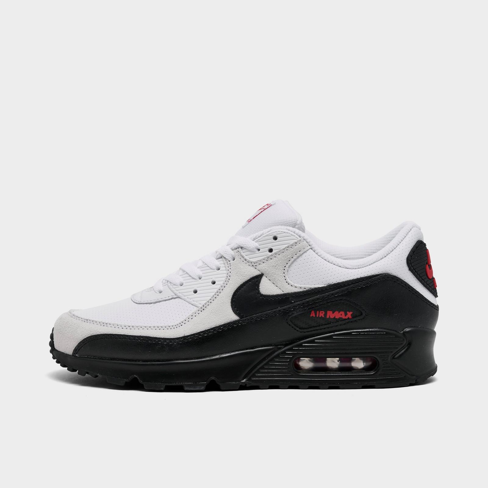 Men's Nike Air Max 90 Casual Shoes - White/Black/University Red