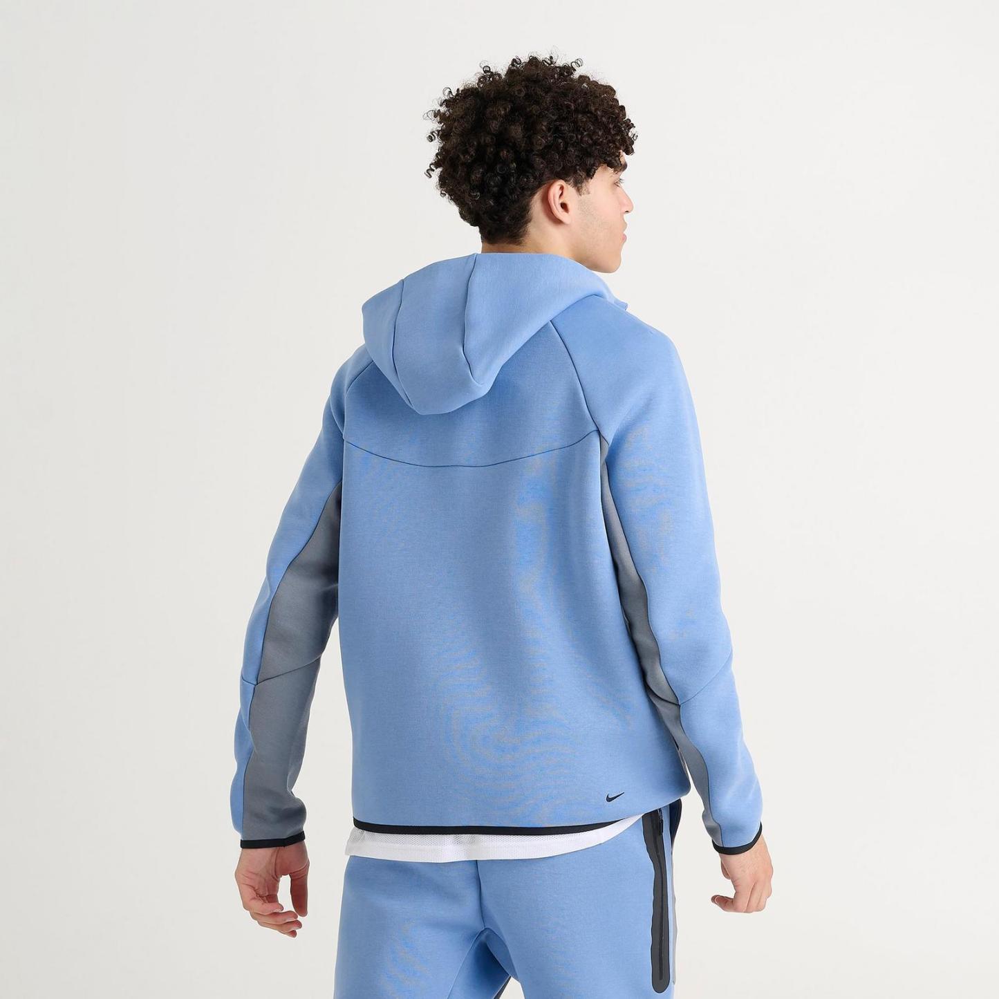 Men's Nike Tech Fleece Windrunner Full-Zip Hoodie - Work Blue/Cool Grey/Black