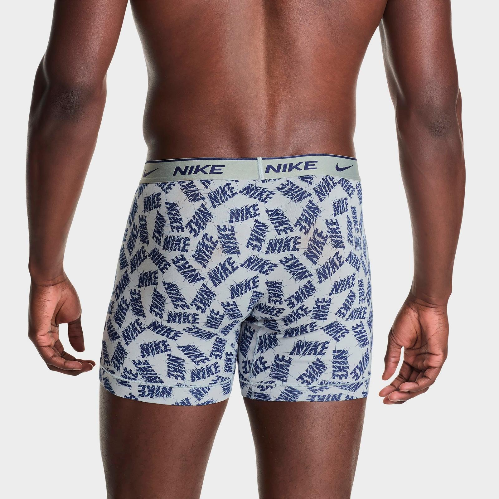 Men's Nike Stretch Cotton Boxer Briefs (3-Pack) - Wolf Grey Allover Print/Dark Team Red/Blue