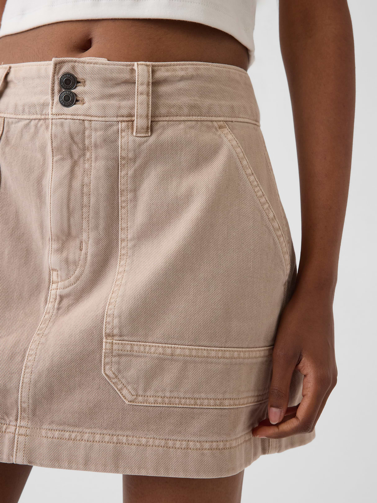 High Rise Mini Utility Skort - Wicker tan