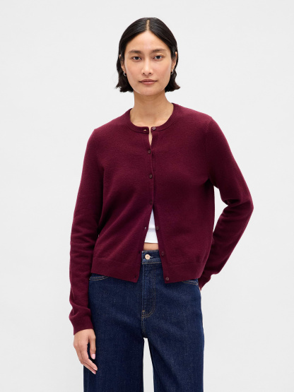 CashSoft Crop Cardigan - Tuscan red