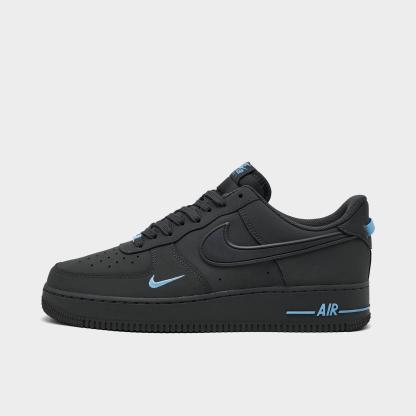 Men's Nithtke Air Force 1 '07 Casual Shoes - Part 1 - Anthracite/Anthracite/Football Blue - Left shoe facing left. Outside of the shoe.