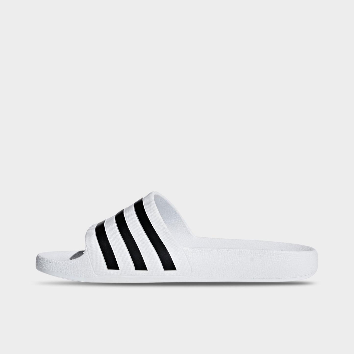 adidas adilette Aqua Slide Sandals - White/Black/White - Detail shot
