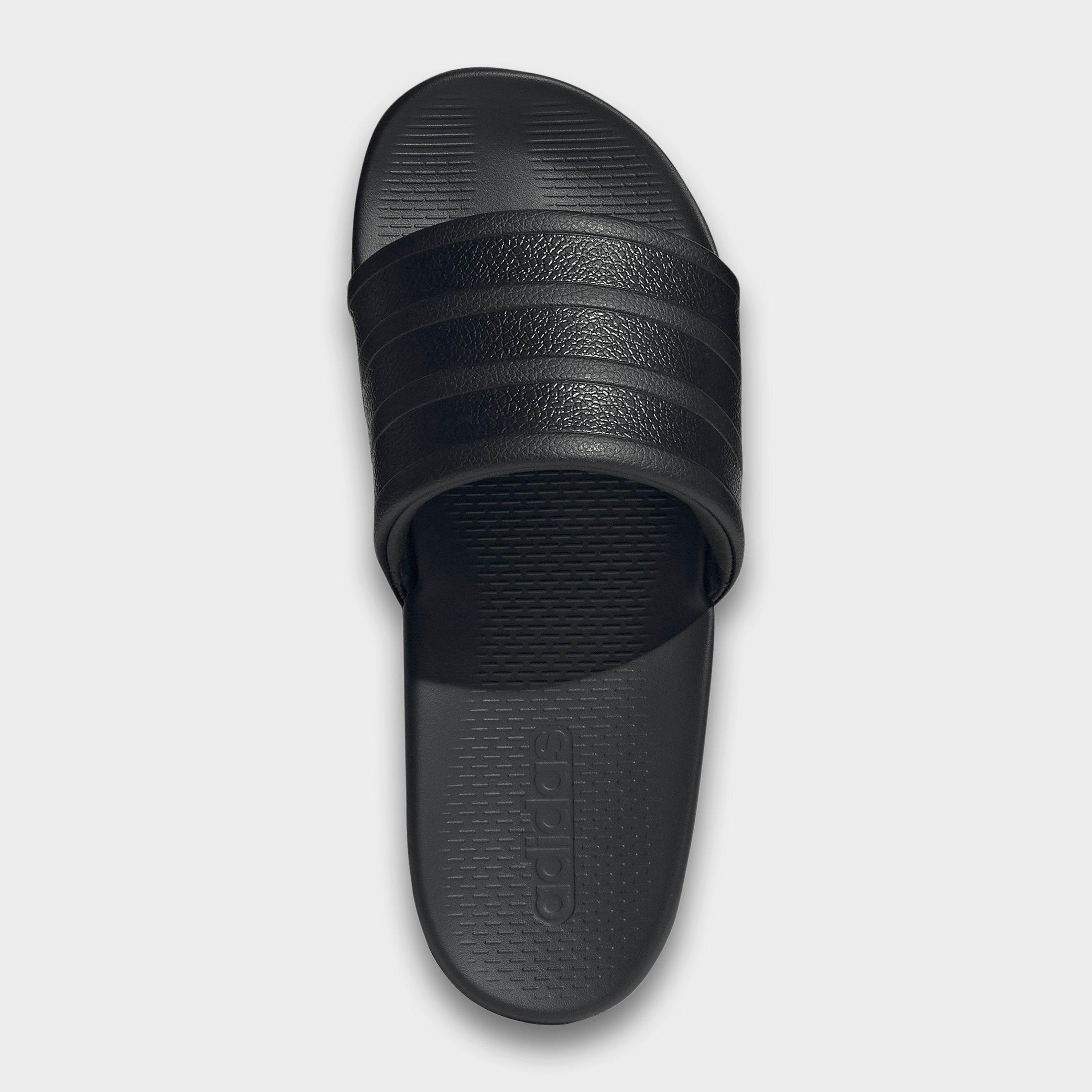 Women's adidas Adilette Comfort 2.0 Slide Sandals - Core Black/Core Black/Carbon - Top view