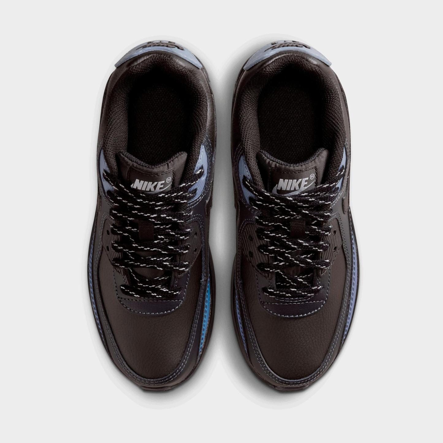 Big Kids' Nithtke Air Max 90 Casual Shoes - Black/Dark Smoke Grey/Light Carbon/Black - Top view