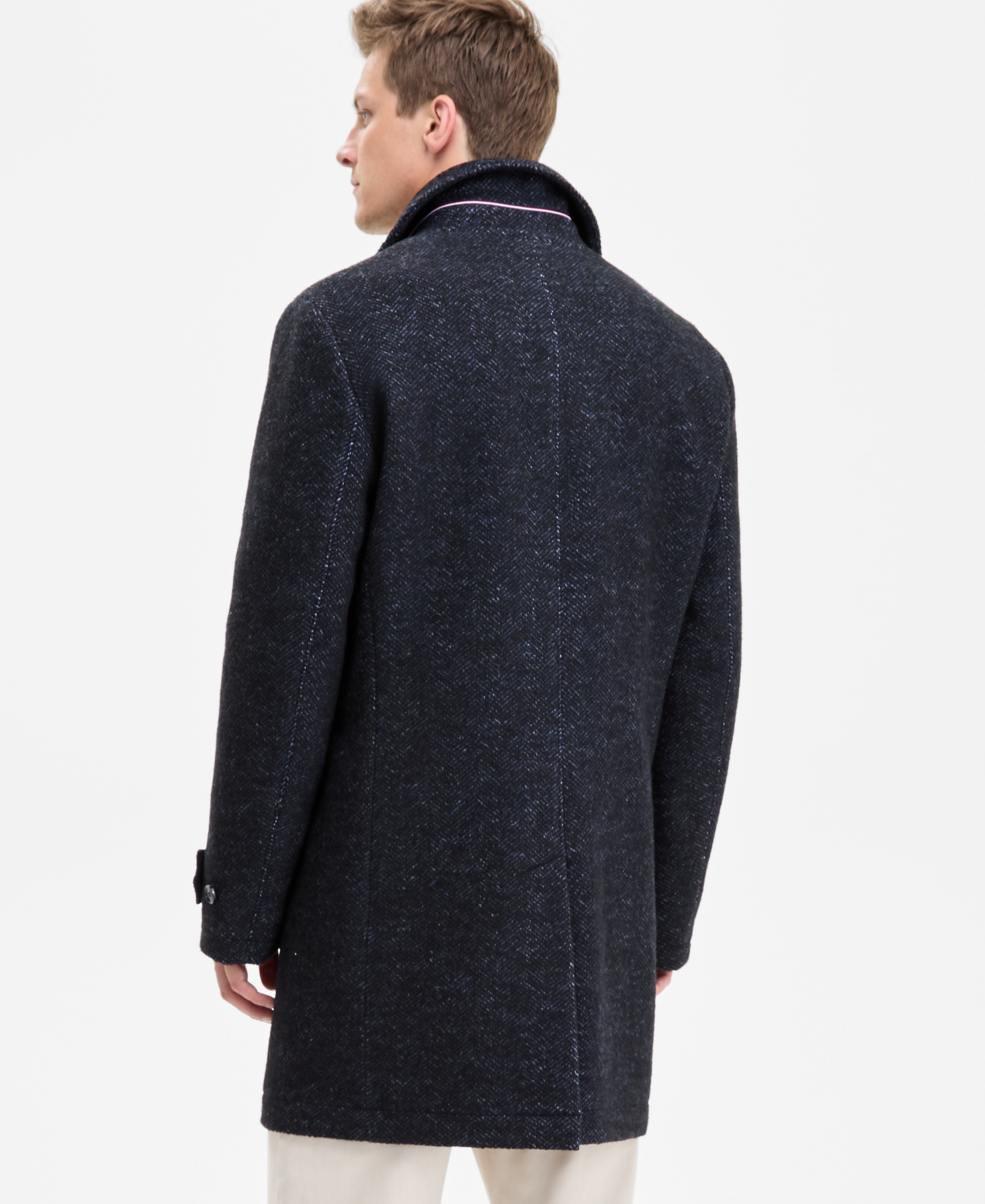 Tommy Hilfiger Men Modern Fit Car Coat - Navy Herringbone
