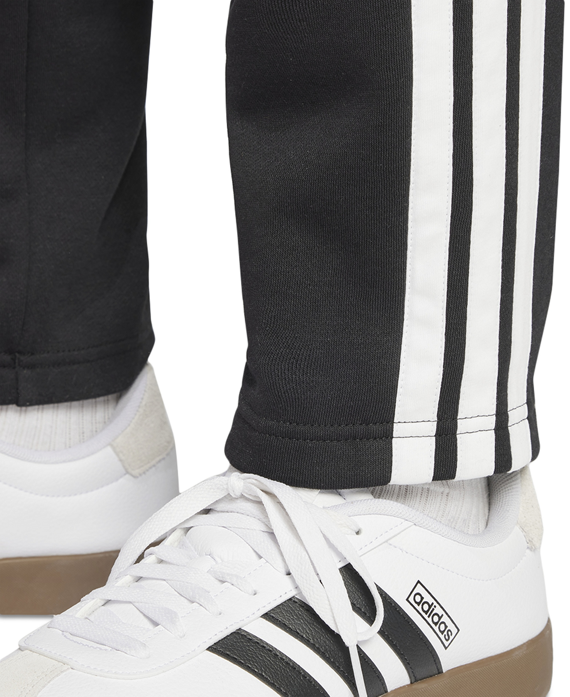 adidas Men's Essentials 3-Stripes Regular Open Hem Fleece Pants - Black/White