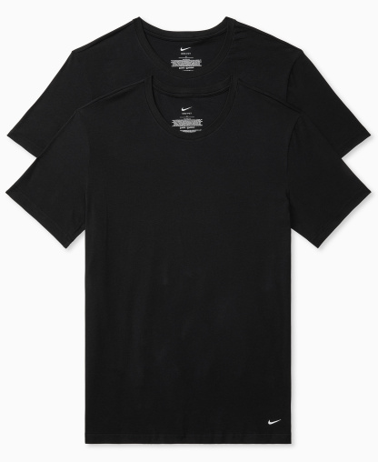 Nike Men's Dri-FIT Essential Cotton Stretch Crewneck Undershirts, 2-Pack - Black