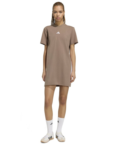 adidas Women's 3-Stripes Crewneck T-Shirt Dress - Khaki Six/White