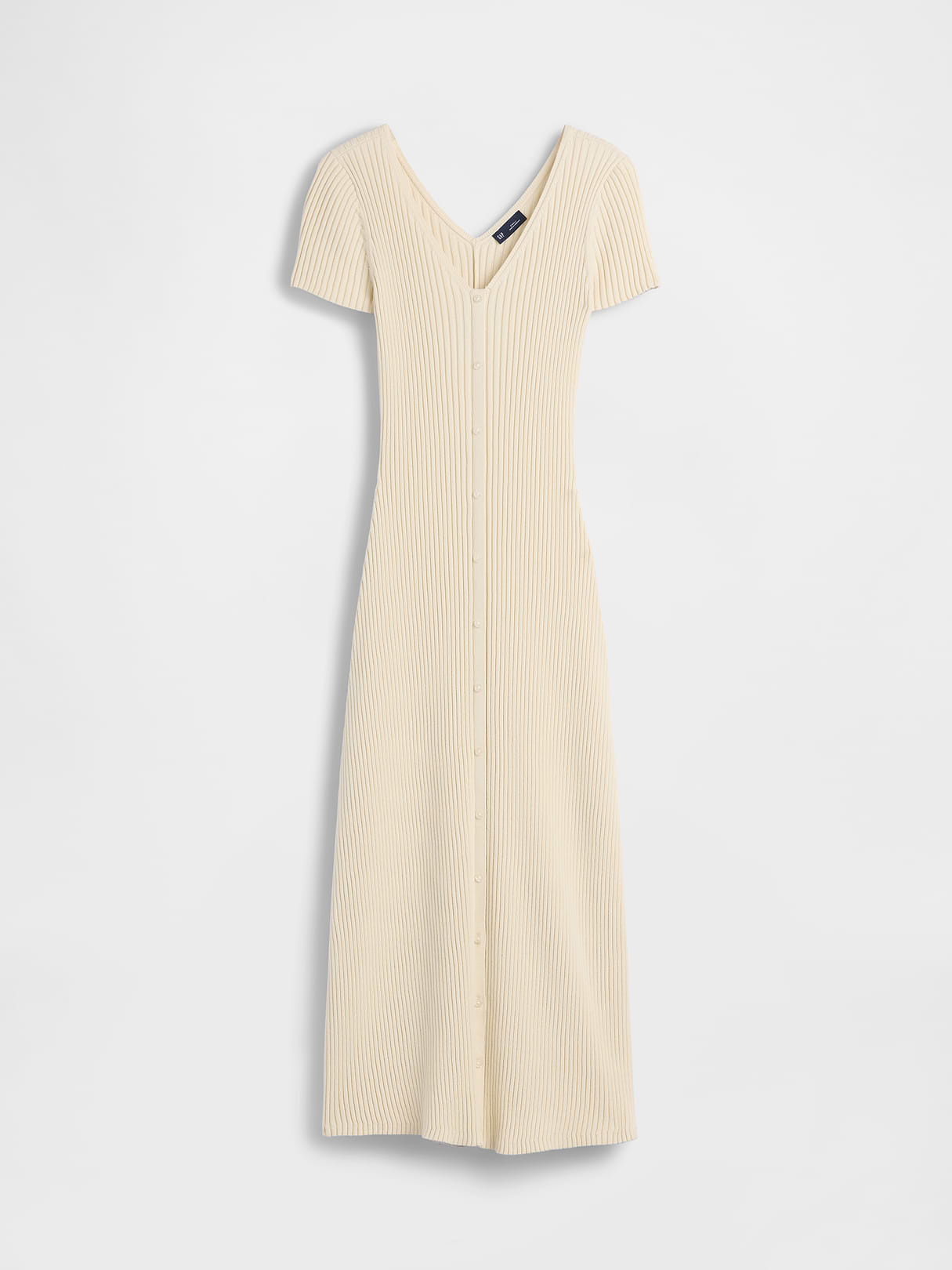 100% Cotton Rib Sweater Maxi Dress - Oatmeal heather beige