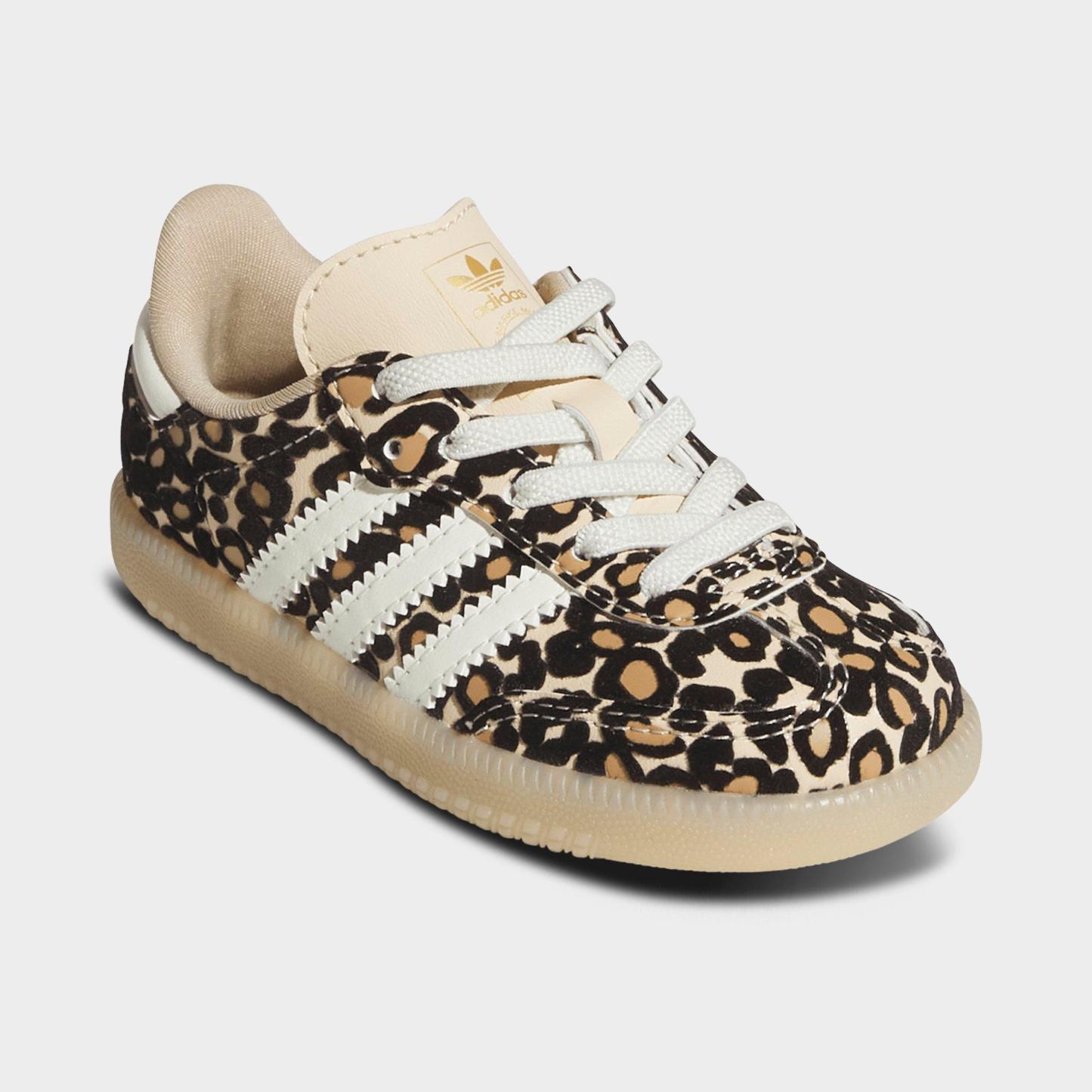 Kids' Toddler adidas Originals Samba OG Stretch Lace Casual Shoes - Sand Strata/Ivory/Gum 3 - Both shoes facing left