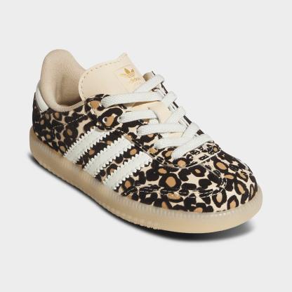 Kids' Toddler adidas Originals Samba OG Stretch Lace Casual Shoes - Sand Strata/Ivory/Gum 3 - Both shoes facing left