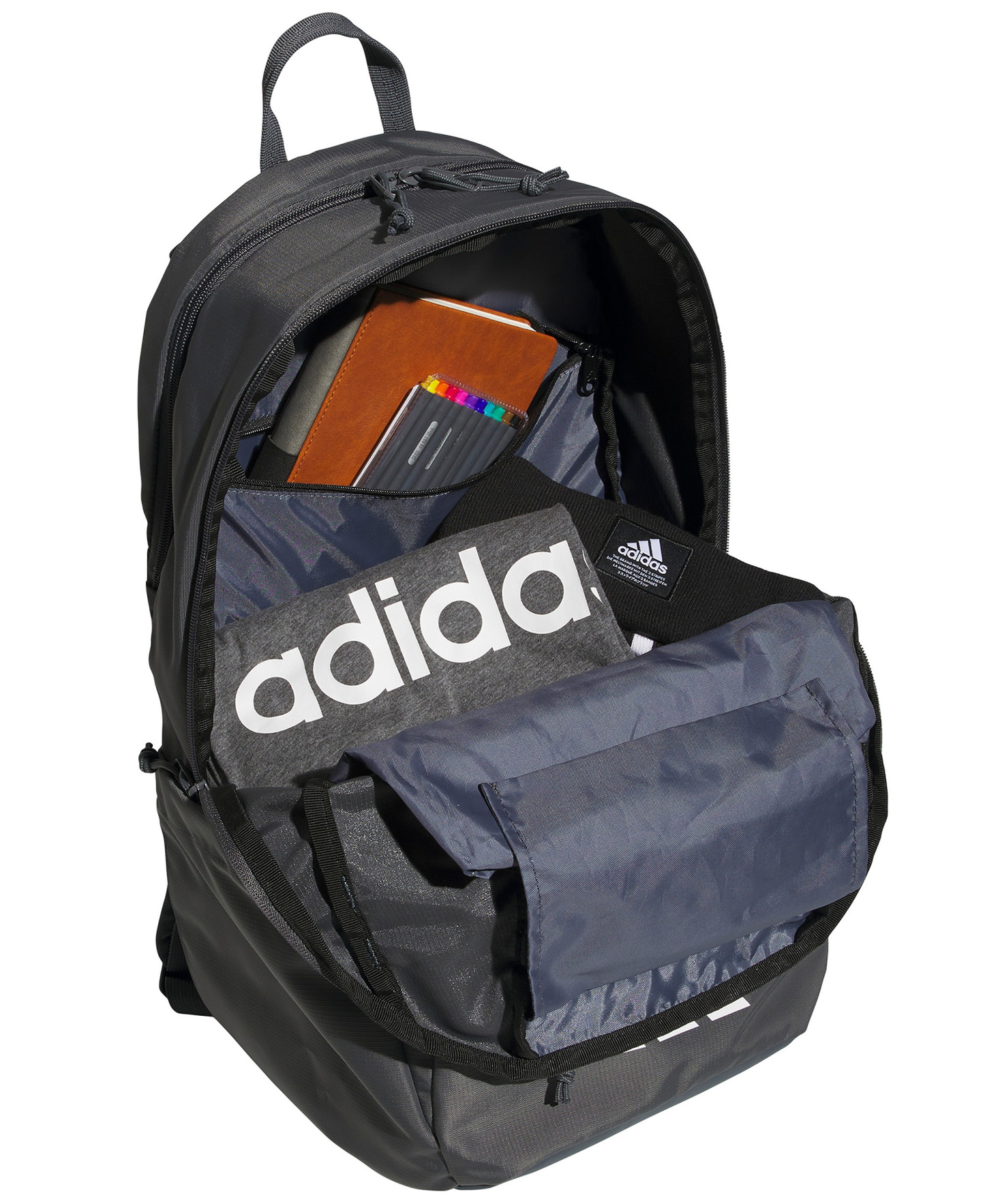 adidas Men's Multiple Zippered Pockets Backpack Messenger - Team Dark Gray