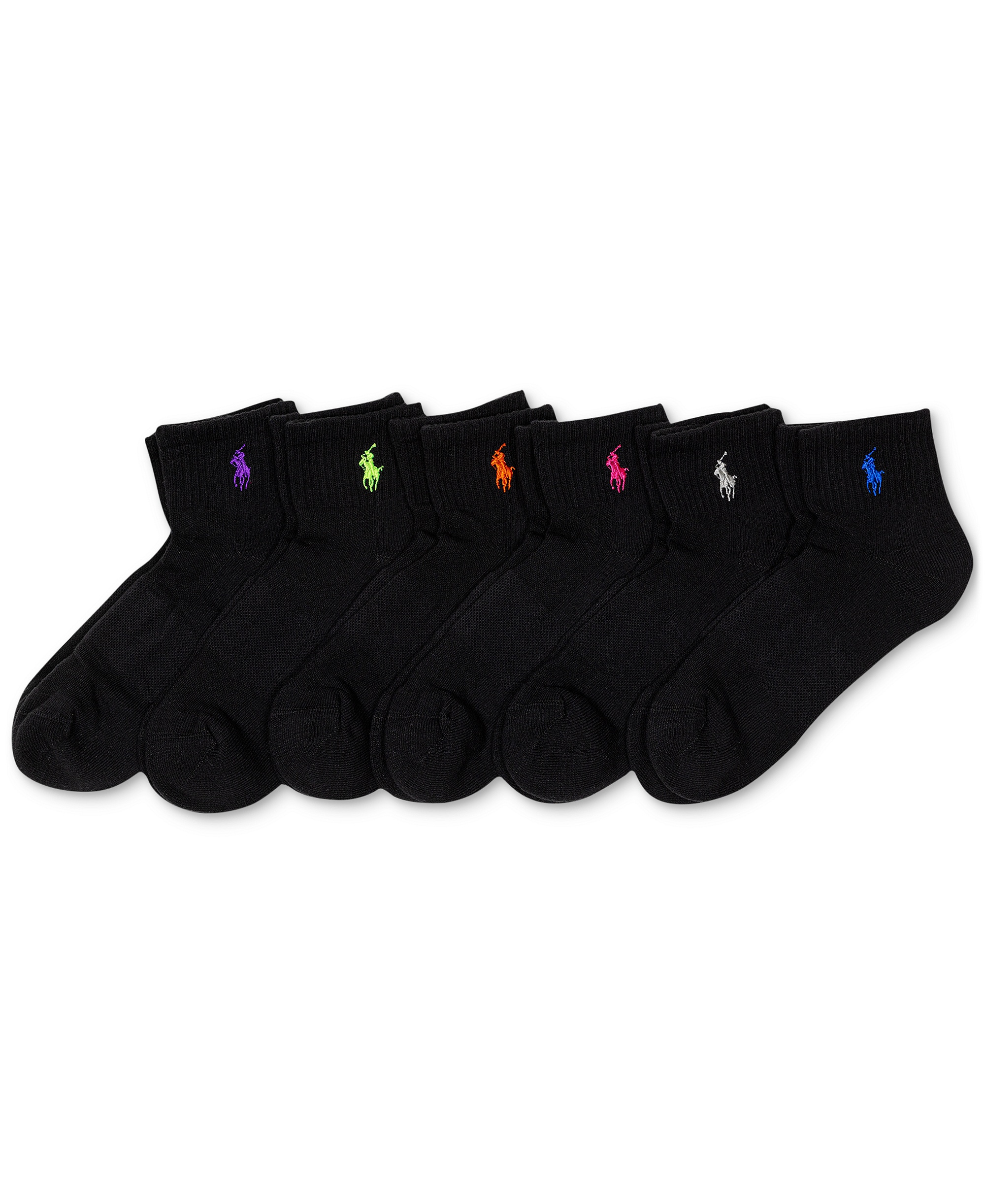 Polo Ralph Lauren Women's 6-Pk. Cushion Quarter Socks - Black assortment