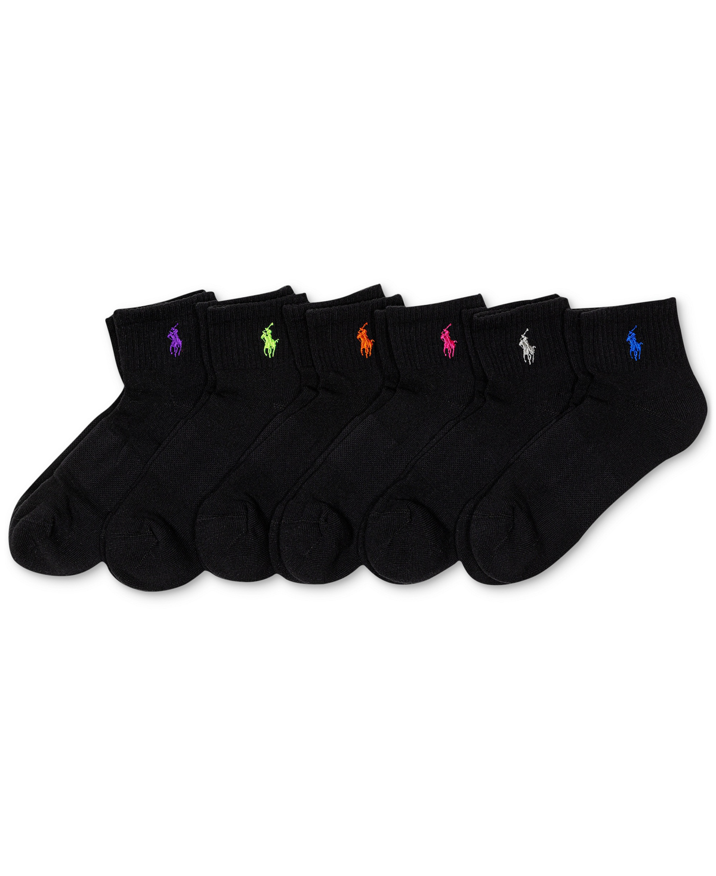 Polo Ralph Lauren Women's 6-Pk. Cushion Quarter Socks - Black assortment
