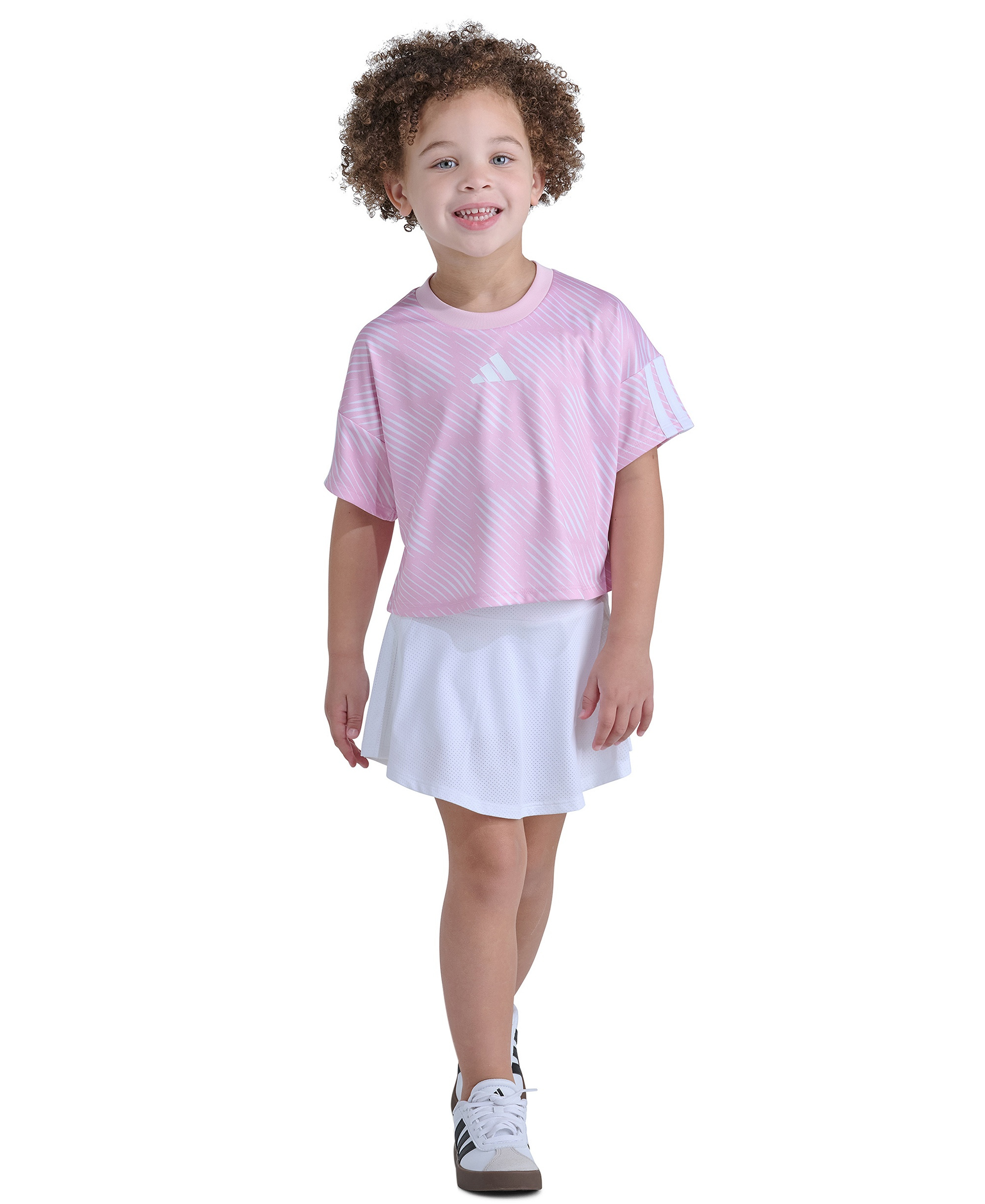adidas Girls' 2T-6X Short-Sleeve Top & Skort, 2-Piece Set - Pink/Blue