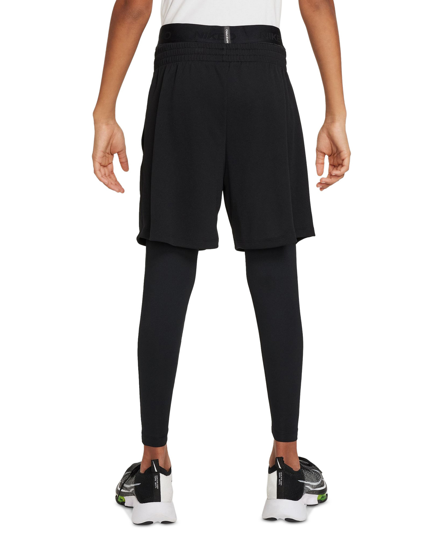 Nike Big Boys Pro Dri-FIT Stretch Performance Leggings - Black/black/white