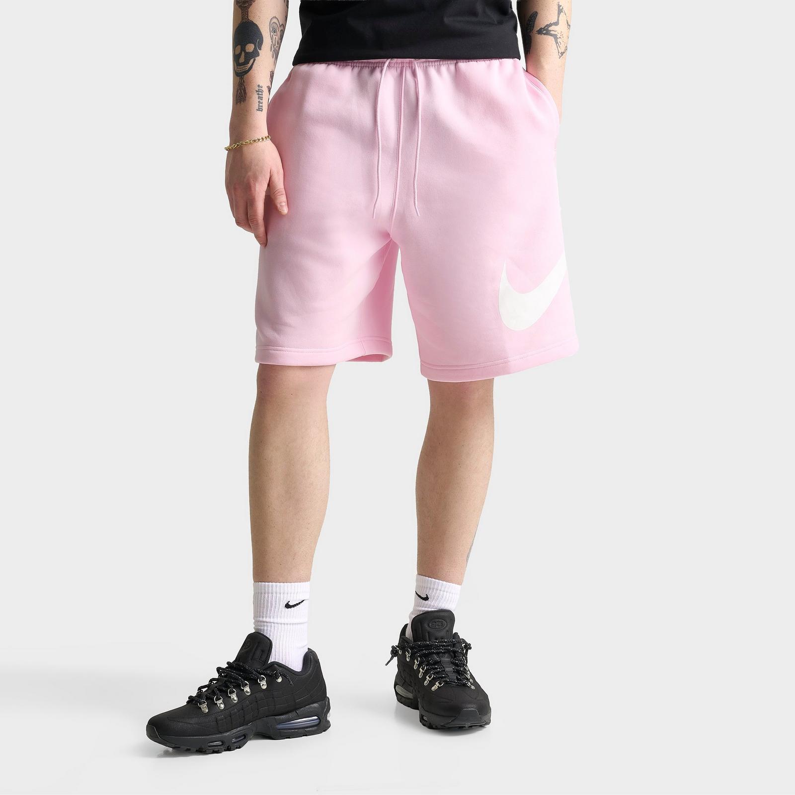 Men's Nike Club Fleece Swoosh Graphic Shorts - Pink Foam/Pink Foam/White
