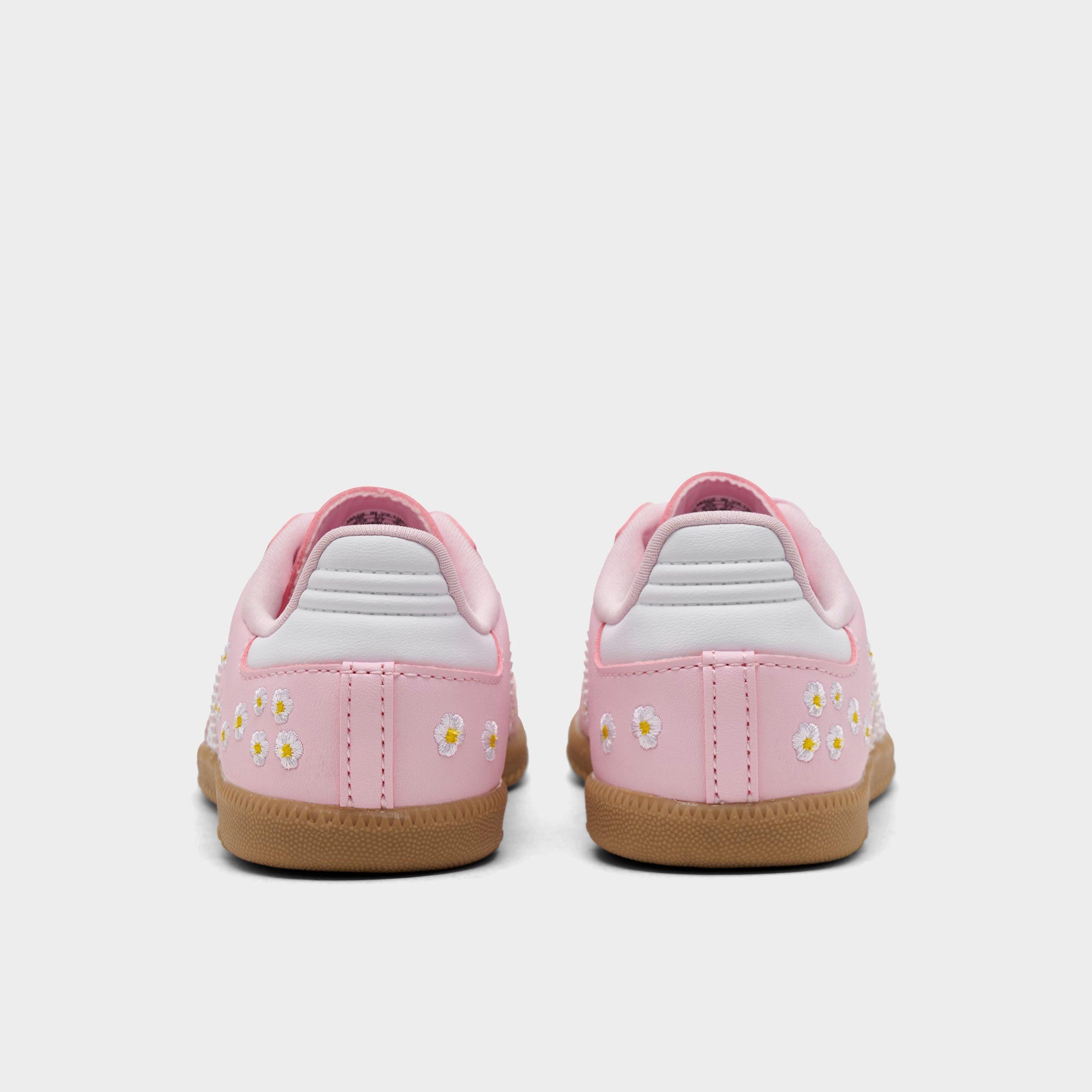 Kids' Toddler adidas Originals Samba OG Stretch Lace Casual Shoes - Clear Pink/Footwear White/Gum - Back view