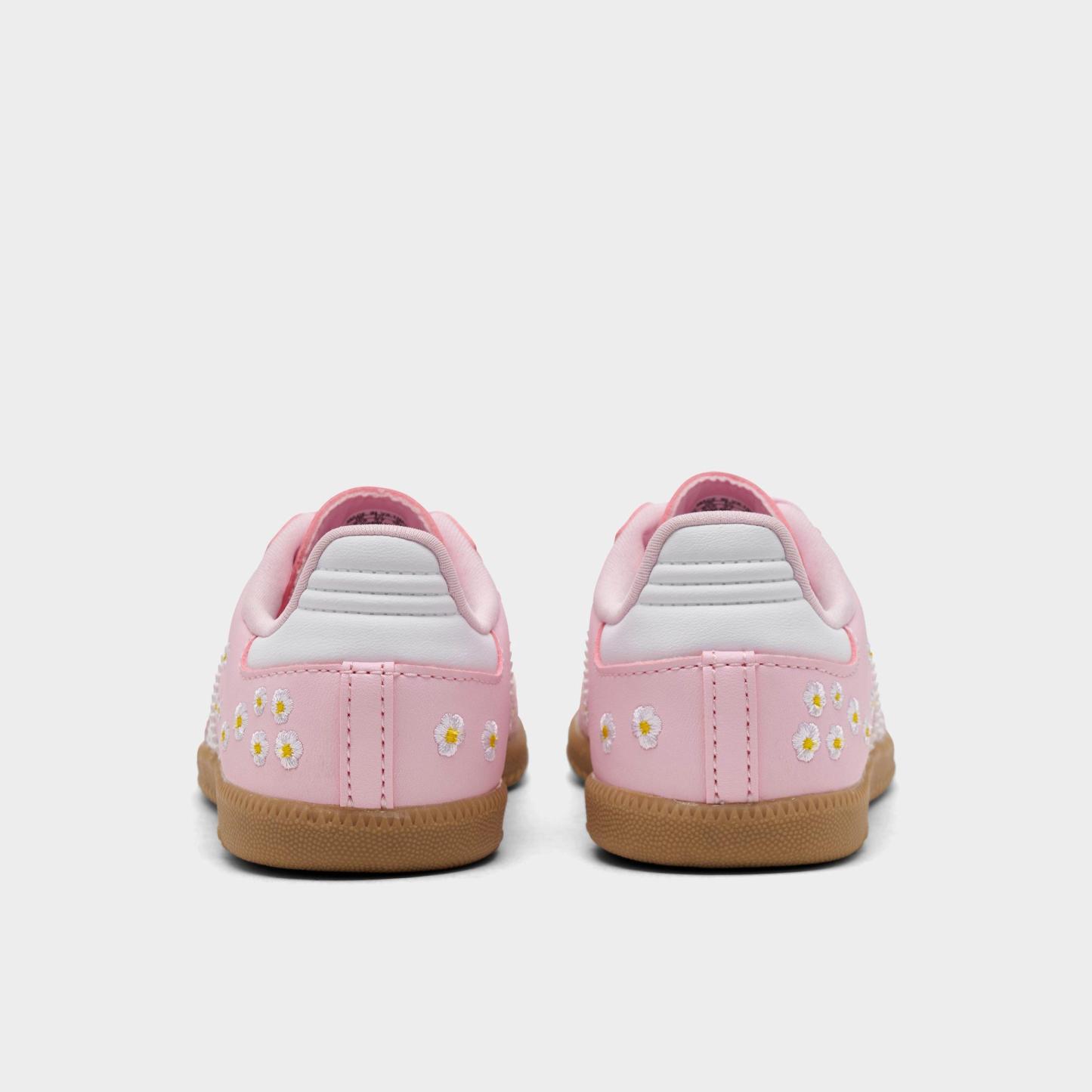 Kids' Toddler adidas Originals Samba OG Stretch Lace Casual Shoes - Clear Pink/Footwear White/Gum - Back view