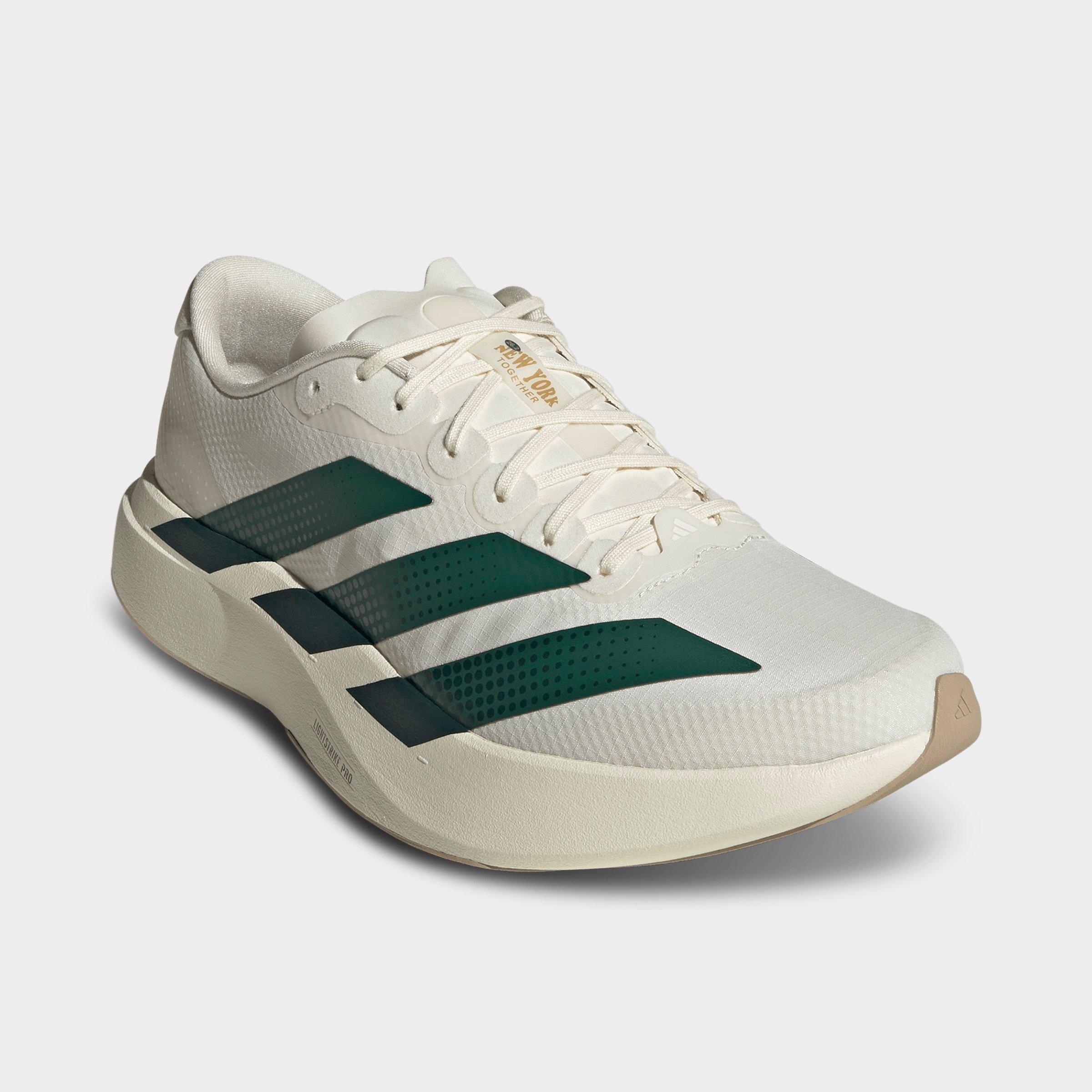 Men's adidas Adizero EVO SL Woven Running Shoes - Part 1 - Off White/Collegiate Green/Royal Blue - Both shoes facing left