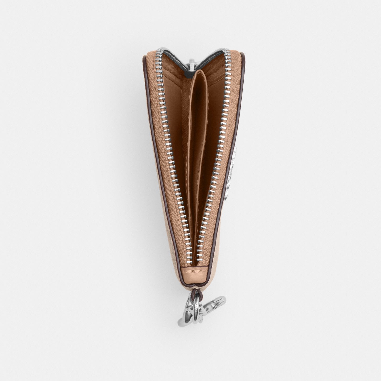 Small Corner Zip Wallet In Signature Canvas - Silver/Sand/Taupe - view 3
