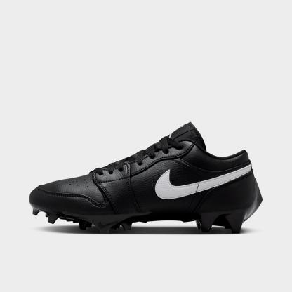 Men's Jordan 1 Low TD Football Cleats - Black/Black/White - view 1