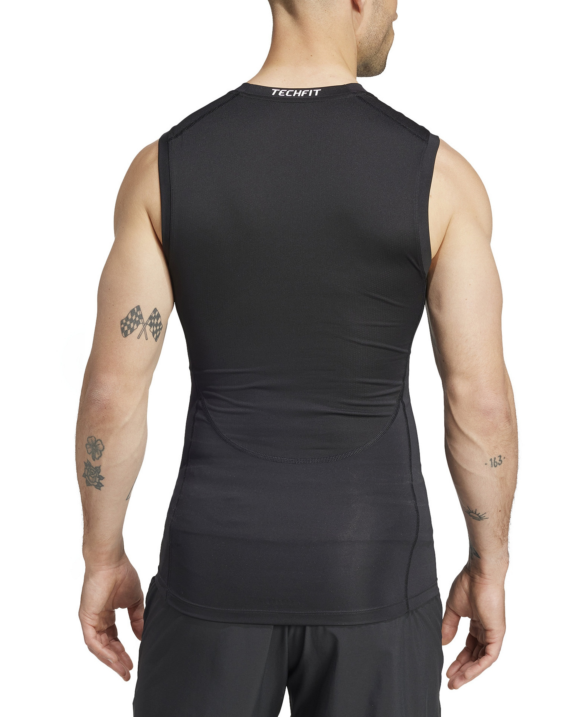 adidas Men's Fitted Crewneck Tech-Fit Sleeveless Compression T-Shirt - Black