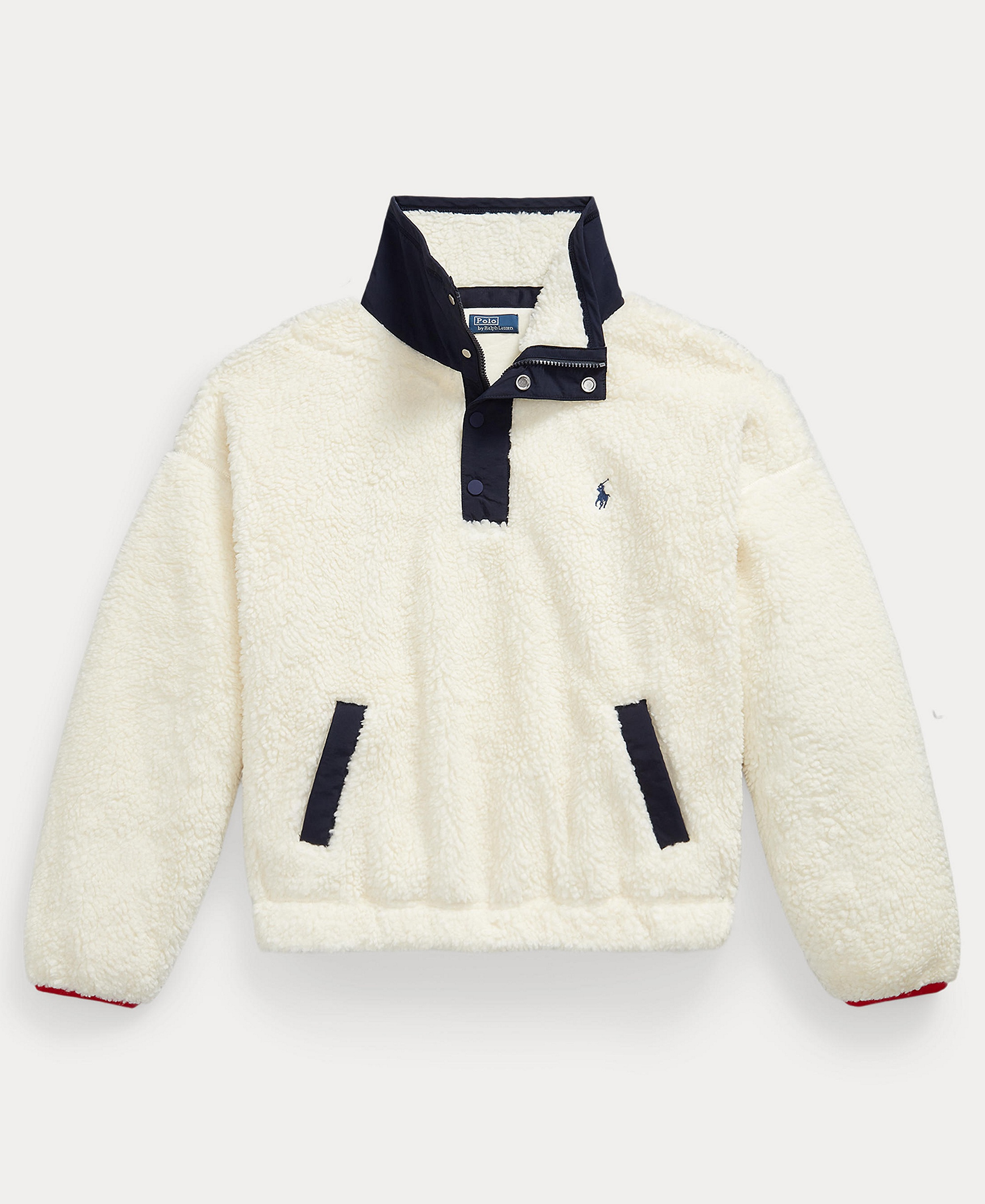 Polo Ralph Lauren Women's Polo Bear High-Pile Fleece Funnel Neck Jacket - Clubhouse Cream Multi