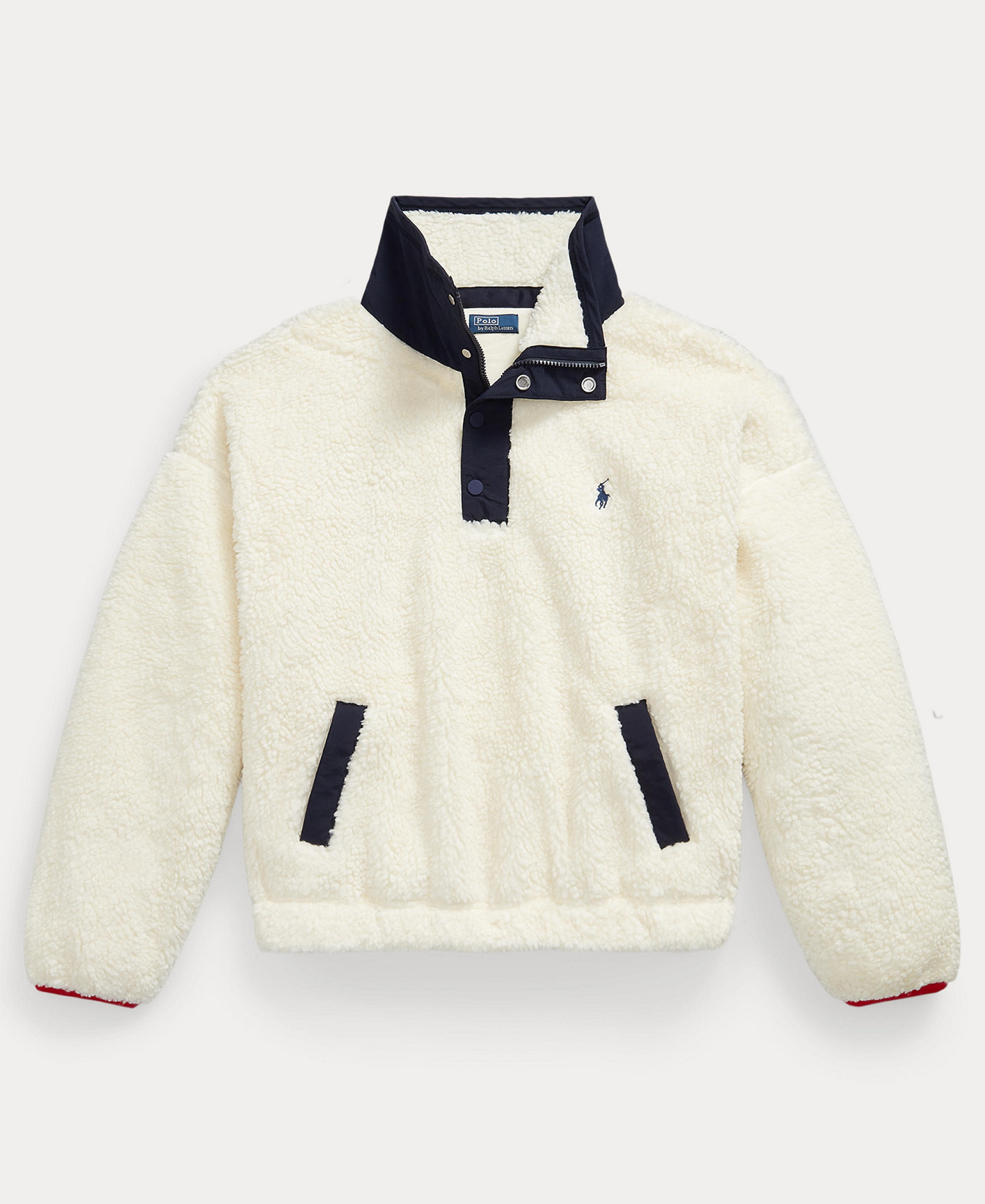 Polo Ralph Lauren Women's Polo Bear High-Pile Fleece Funnel Neck Jacket - Clubhouse Cream Multi