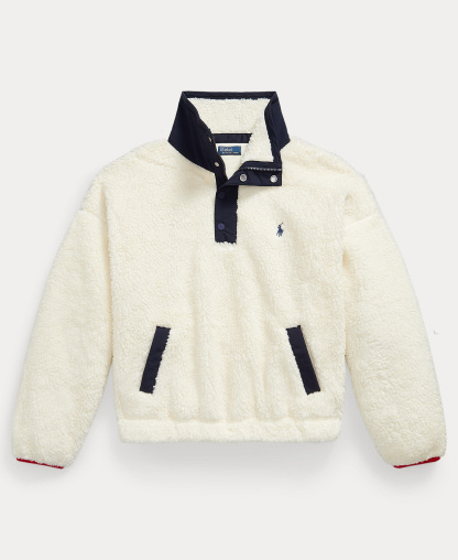Polo Ralph Lauren Women's Polo Bear High-Pile Fleece Funnel Neck Jacket - Clubhouse Cream Multi