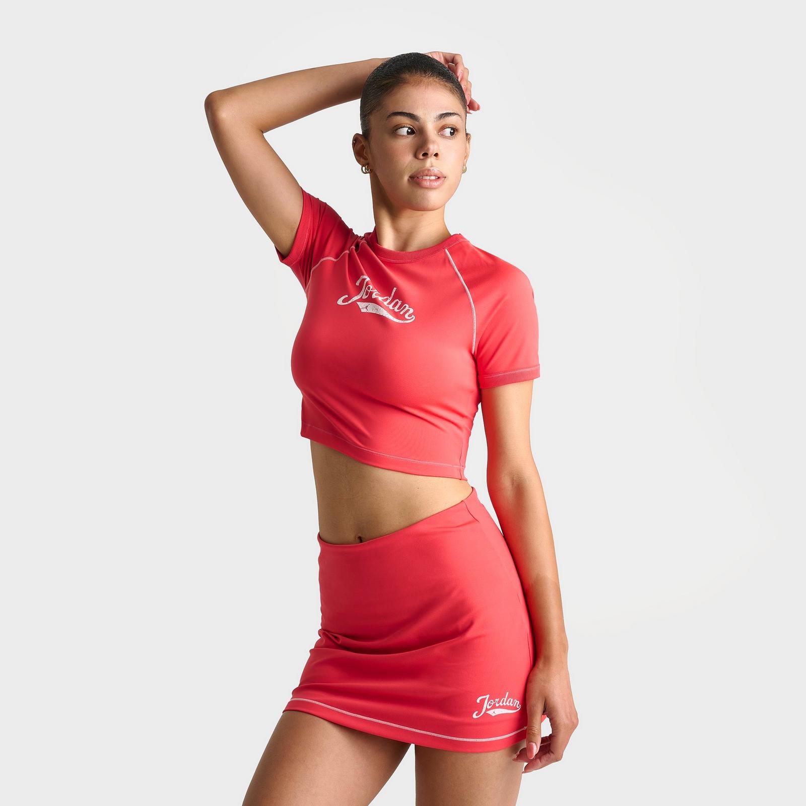 Women's Jordan Brooklyn Short-Sleeve Top - Track Red/Sail/Sail - view 3