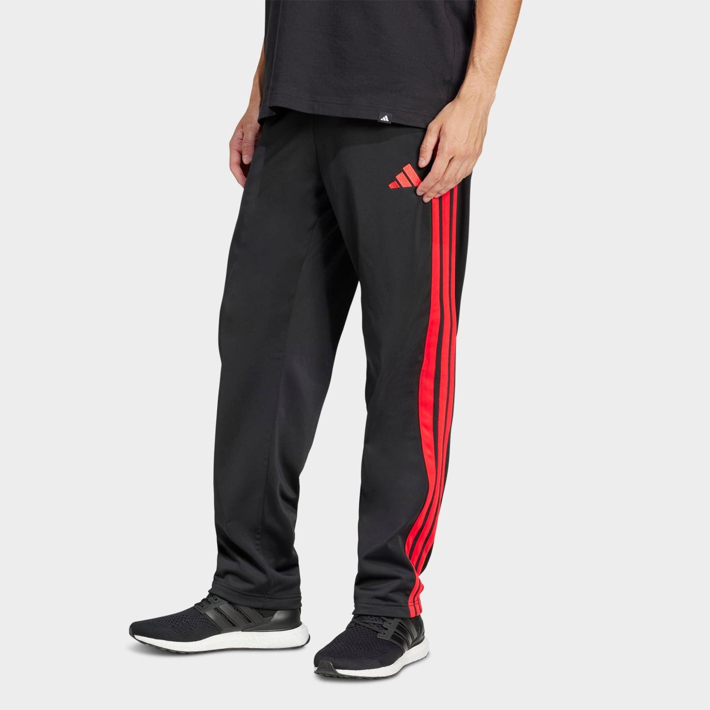 Men's adidas Dayready Open Hem Track Pants - Black/Pure Ruby