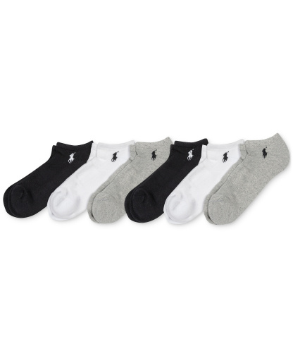 Polo Ralph Lauren Women's 6-Pk. Cushion Low-Cut Socks - Grey Assortment