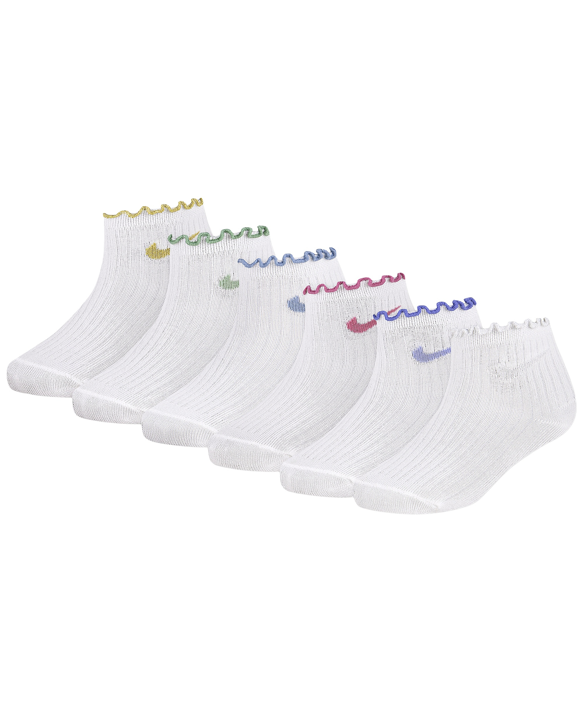 Nike Girls' 4-7 Lettuce Ankle Socks, 6-Pack - Metalic Gold