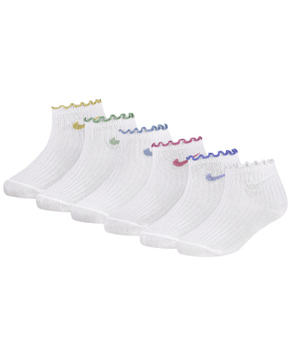 Nike Girls' 4-7 Lettuce Ankle Socks, 6-Pack - Metalic Gold
