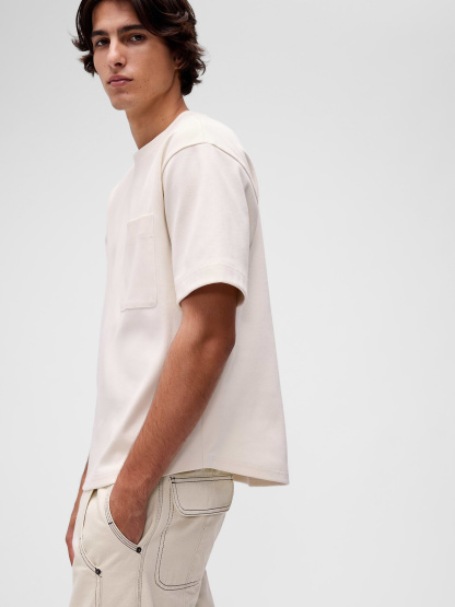 GapStudio Extra Heavyweight Pocket T-Shirt - Ivory frost
