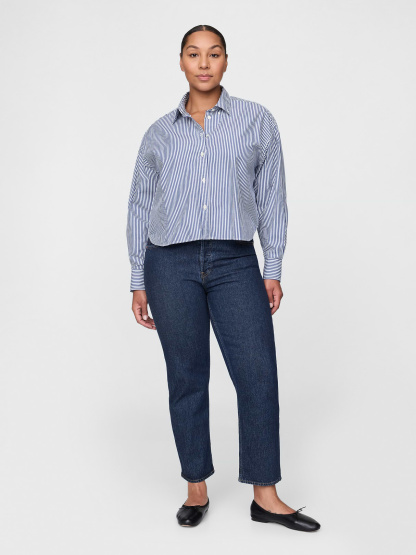 High Rise Cheeky Straight Jeans - Dark indigo v2