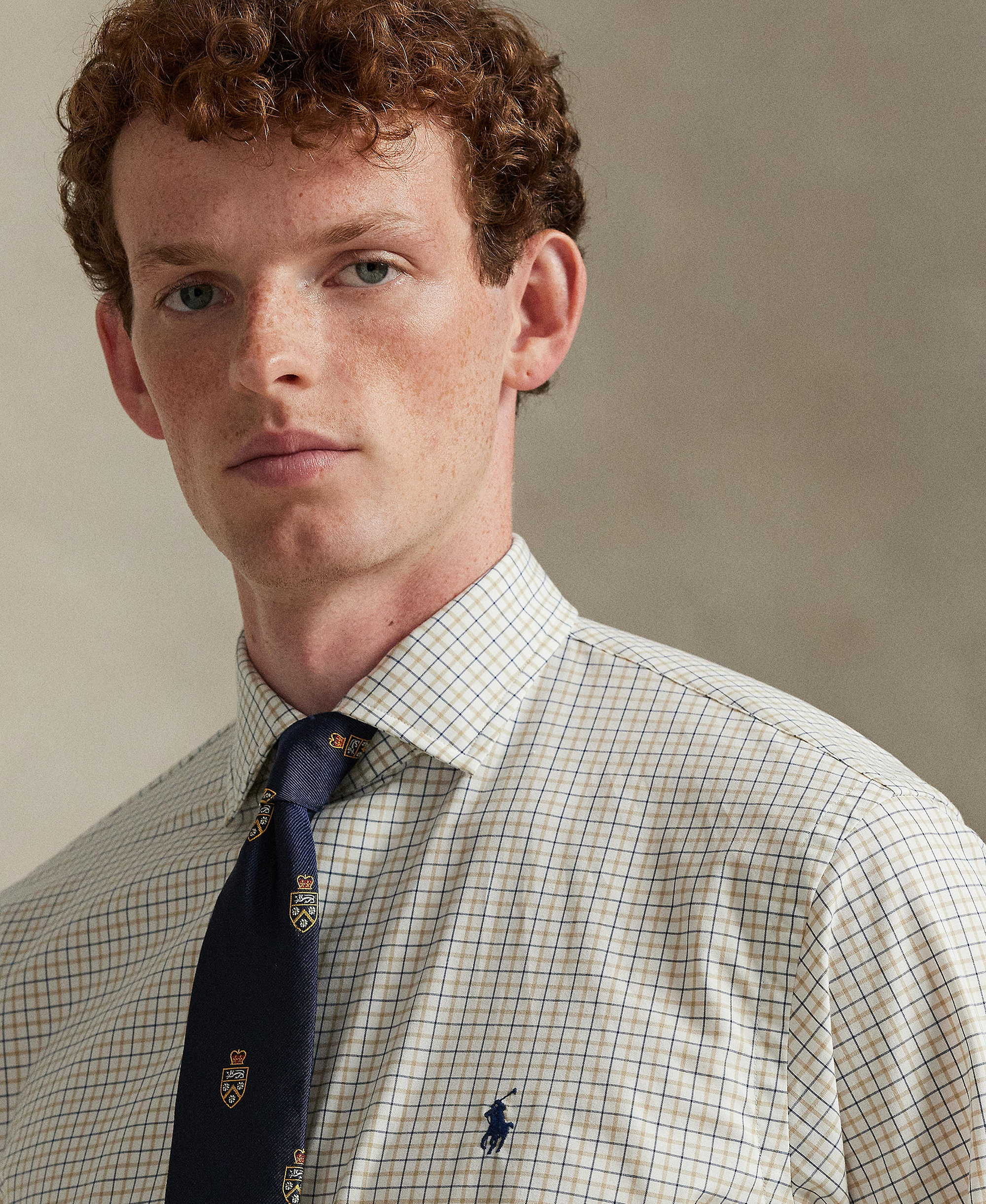 Polo Ralph Lauren Men's Slim-Fit Stretch Shirt - White Coastal Beige Multi