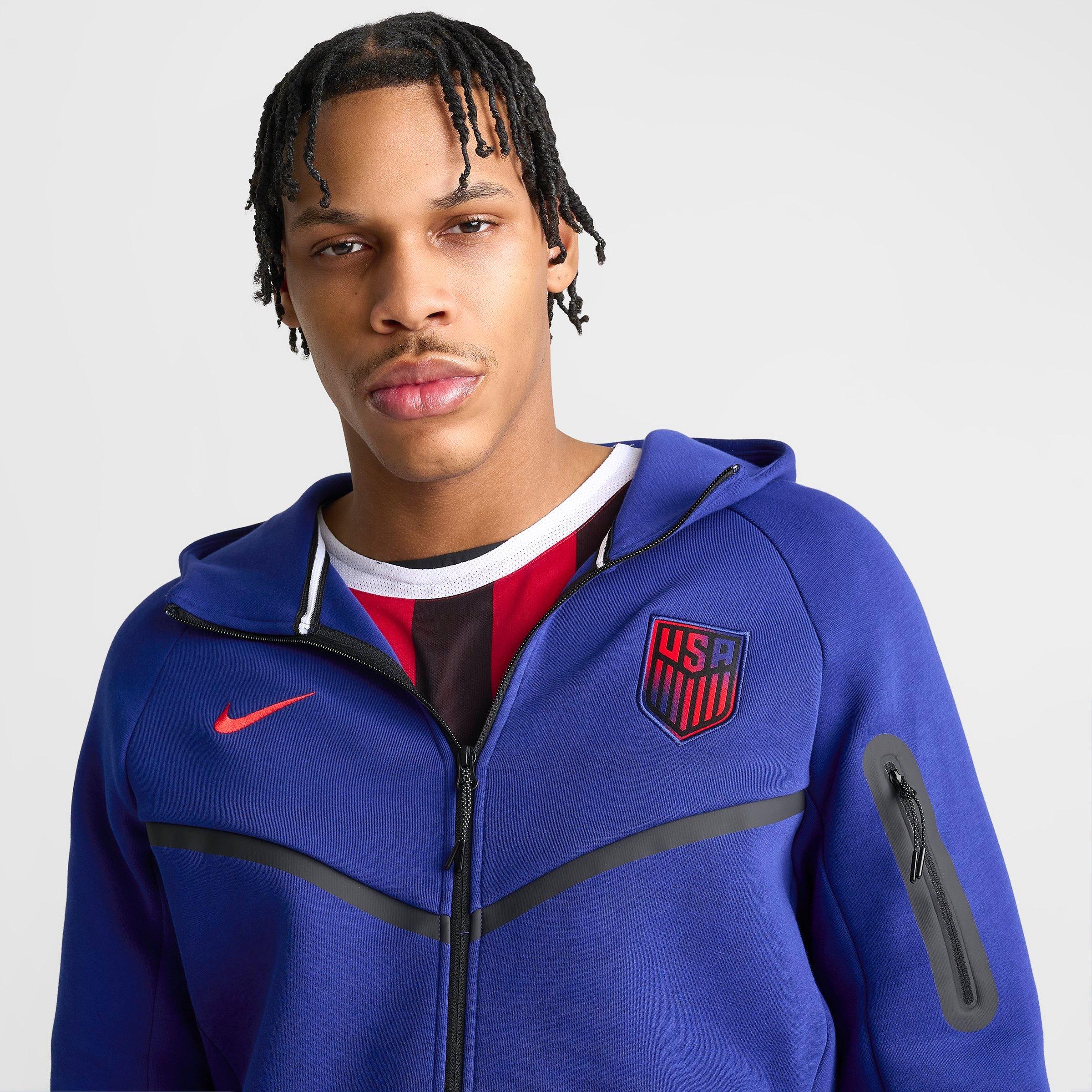 Men's Nithtke USA Soccer Tech Fleece Windrunner Full-Zip Hoodie - Deep Royal Blue/Challenge Red
