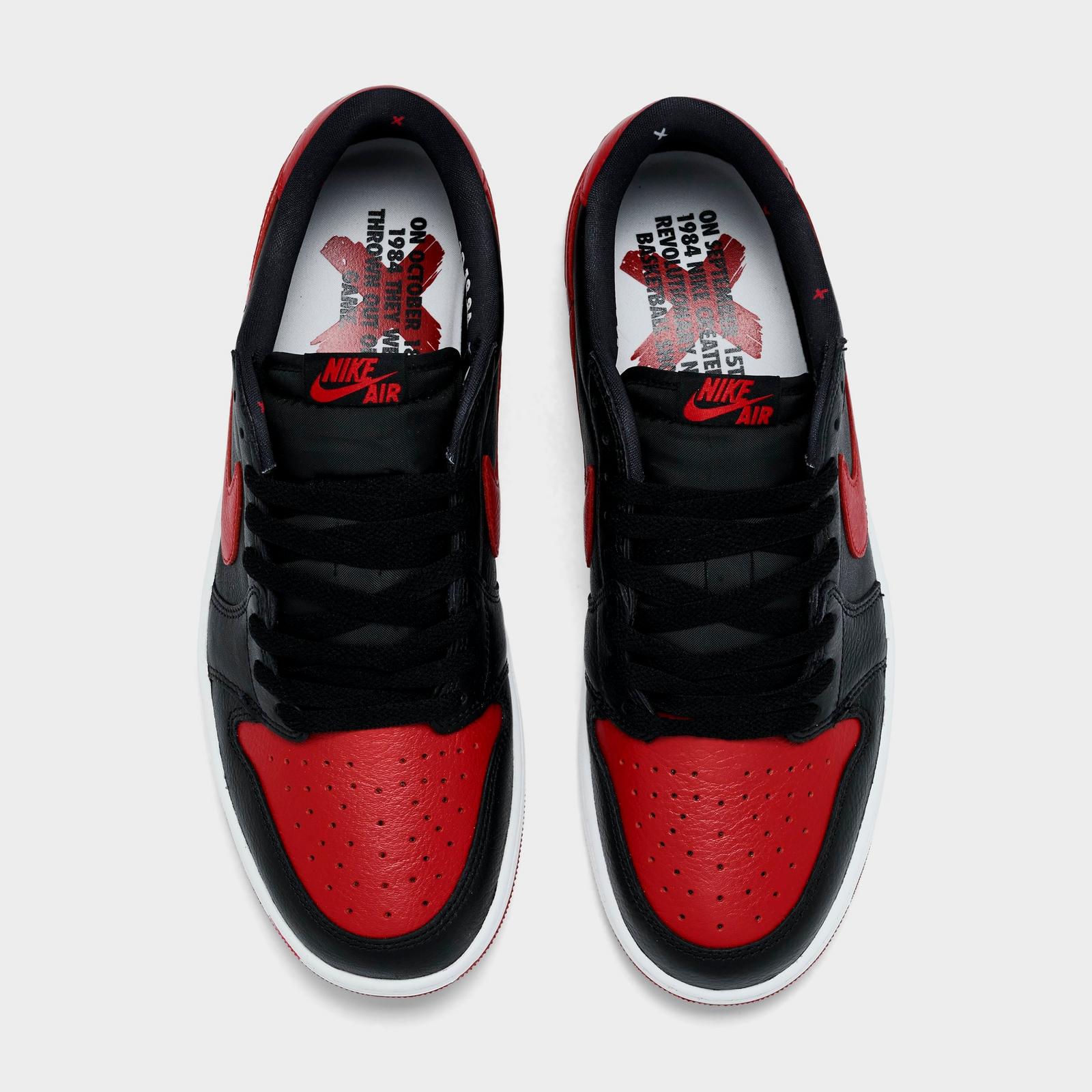 Men's Air Jordan Retro 1 Low OG Casual Shoes - Black/Varsity Red/Summit White - view 5