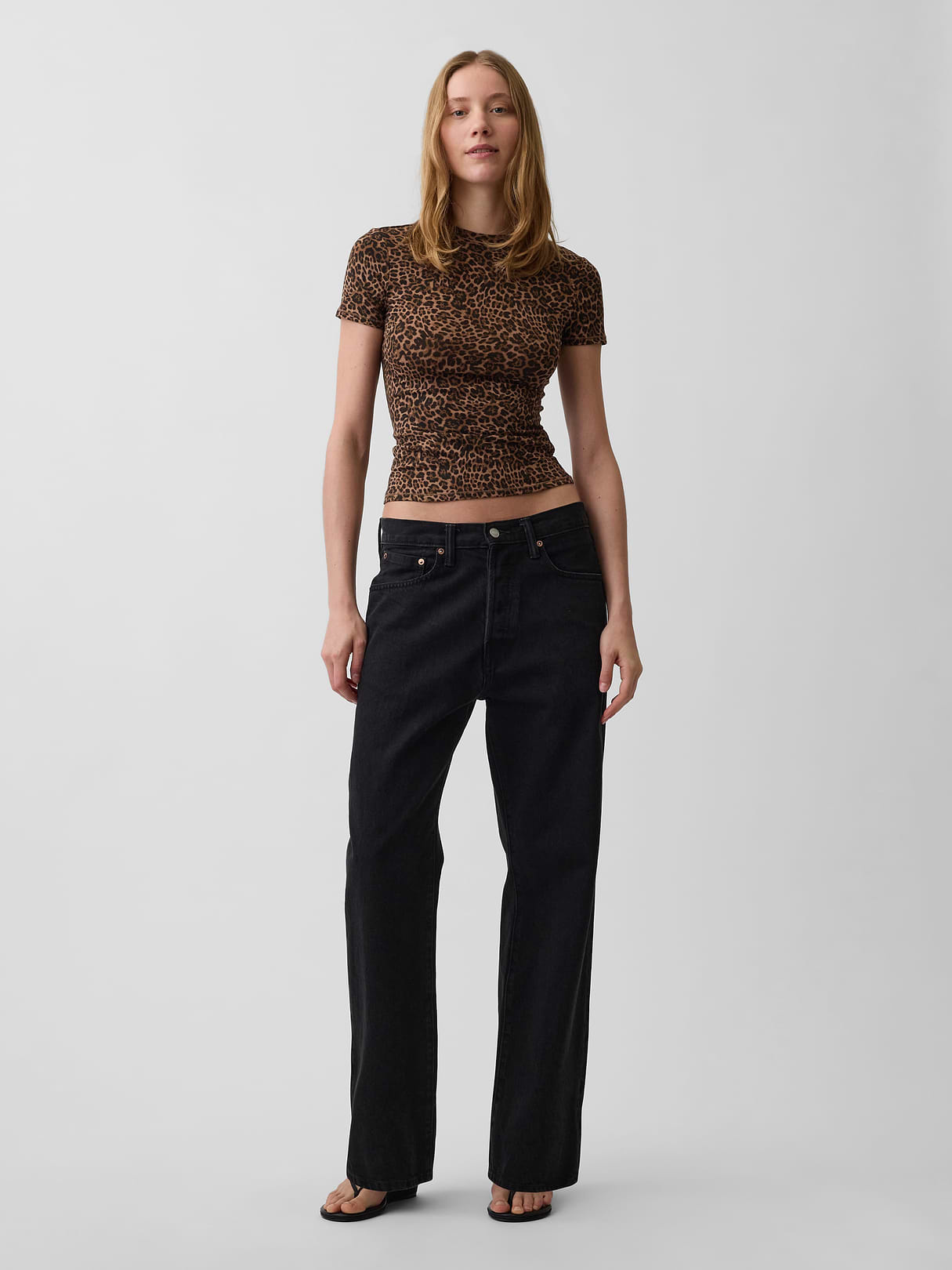 CloseKnit Jersey T-Shirt - Brown leopard print