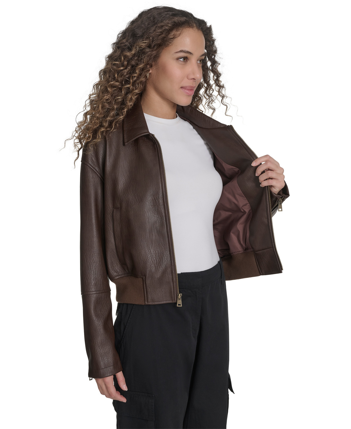 Levi's Women's Faux Leather Lightweight Bomber Jacket - Dark Brown