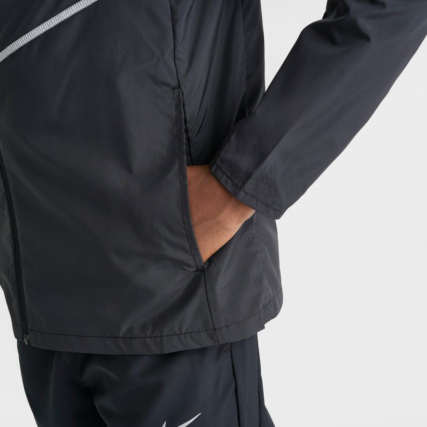 Big Kids' Nithtke Miler Full-Zip Training Jacket - Black/Reflective Silver (IO3389-010)