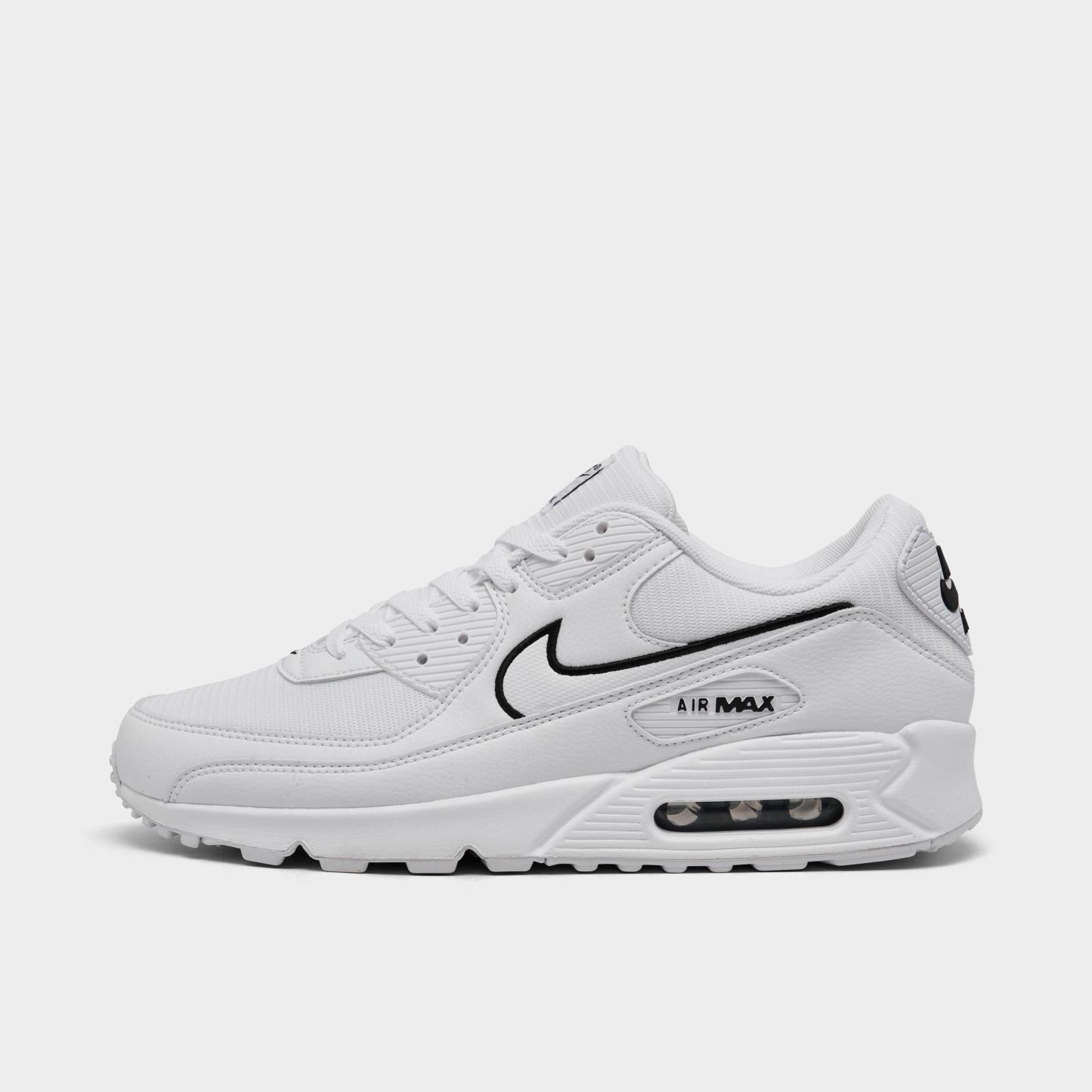 Men's Nithtke Air Max 90 Casual Shoes - Part 1 - White/Black - Left shoe facing left. Outside of the shoe.