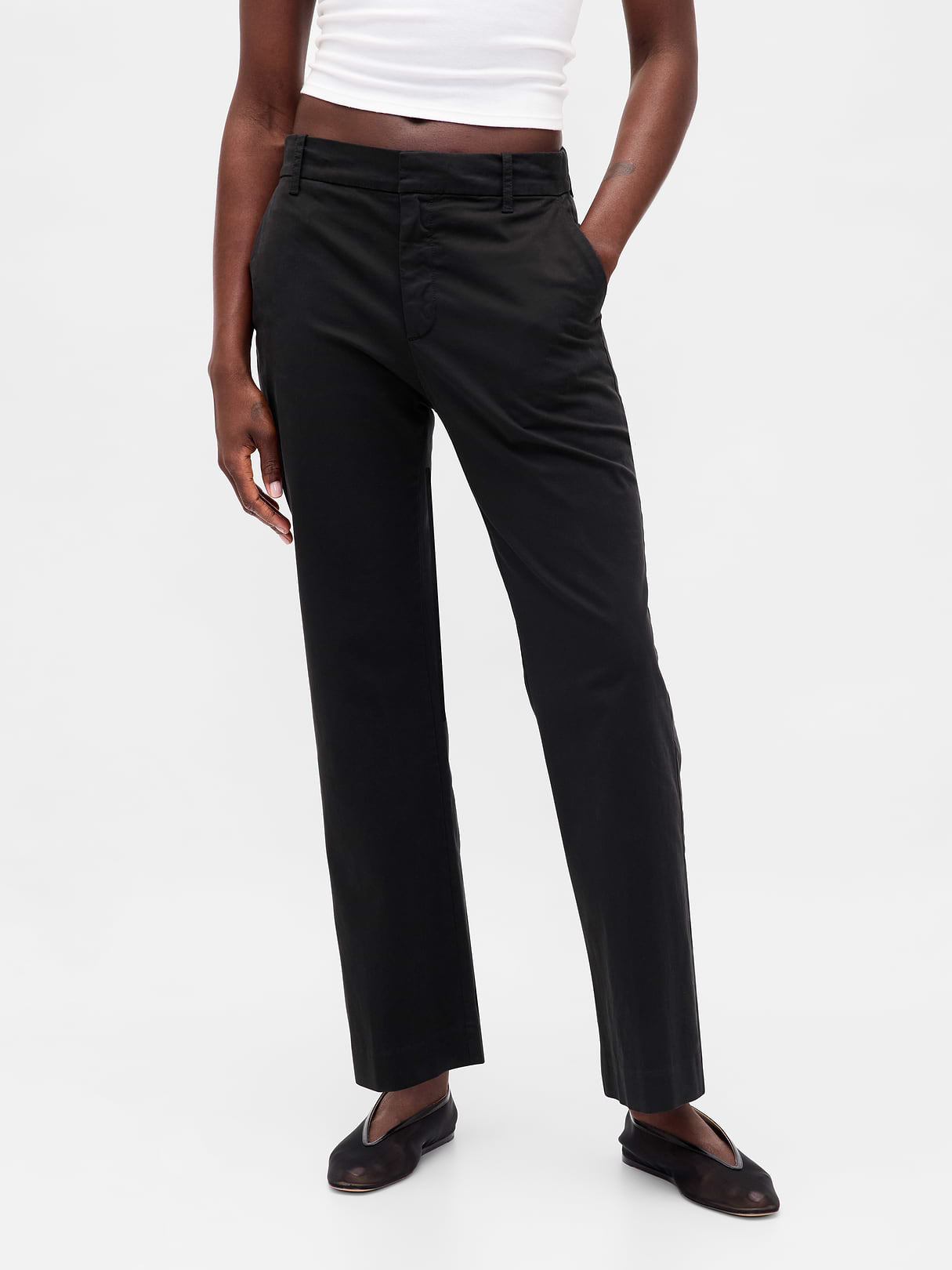 Mid Rise Khakis - Black