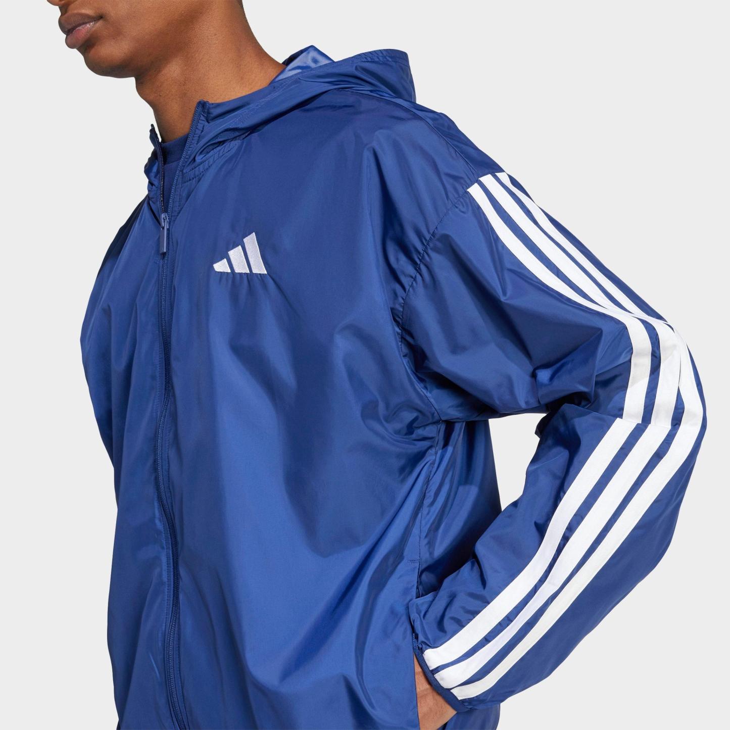 Men's adidas Essentials 3-Stripes Full-Zip Windbreaker Jacket - Dark Blue/White