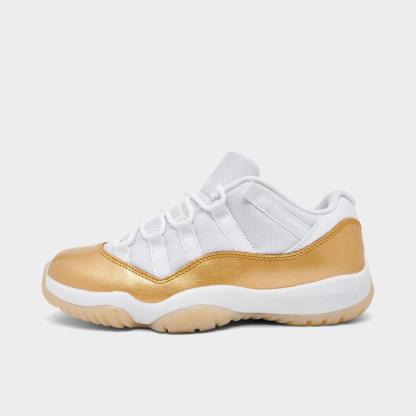 Women's Air Jordan Retro 11 Low Basketball Shoes - White/Metallic Gold/Team Gold - view 1