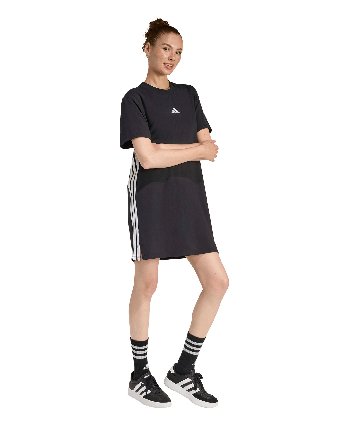 adidas Women's 3-Stripes Crewneck T-Shirt Dress - Black