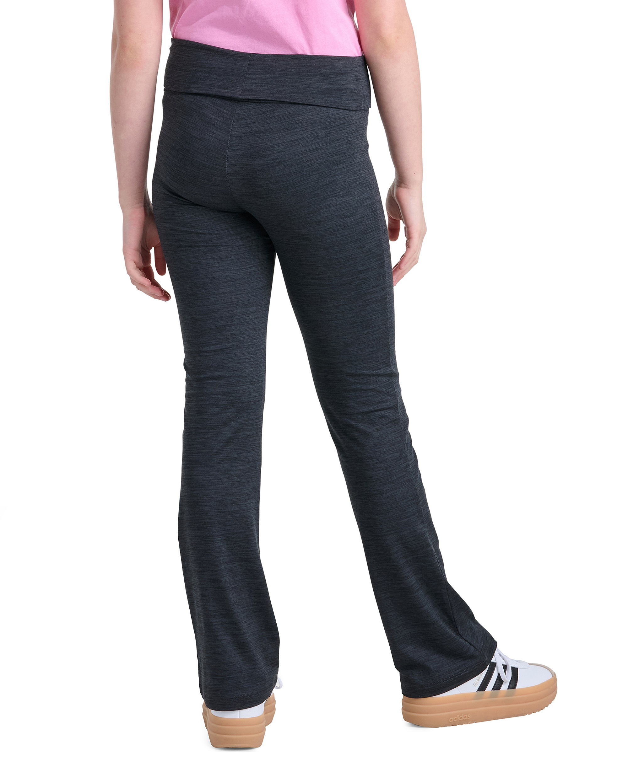 adidas Girls' 8-16 Folded Waistband Kick Flare Pants - Black With Gray